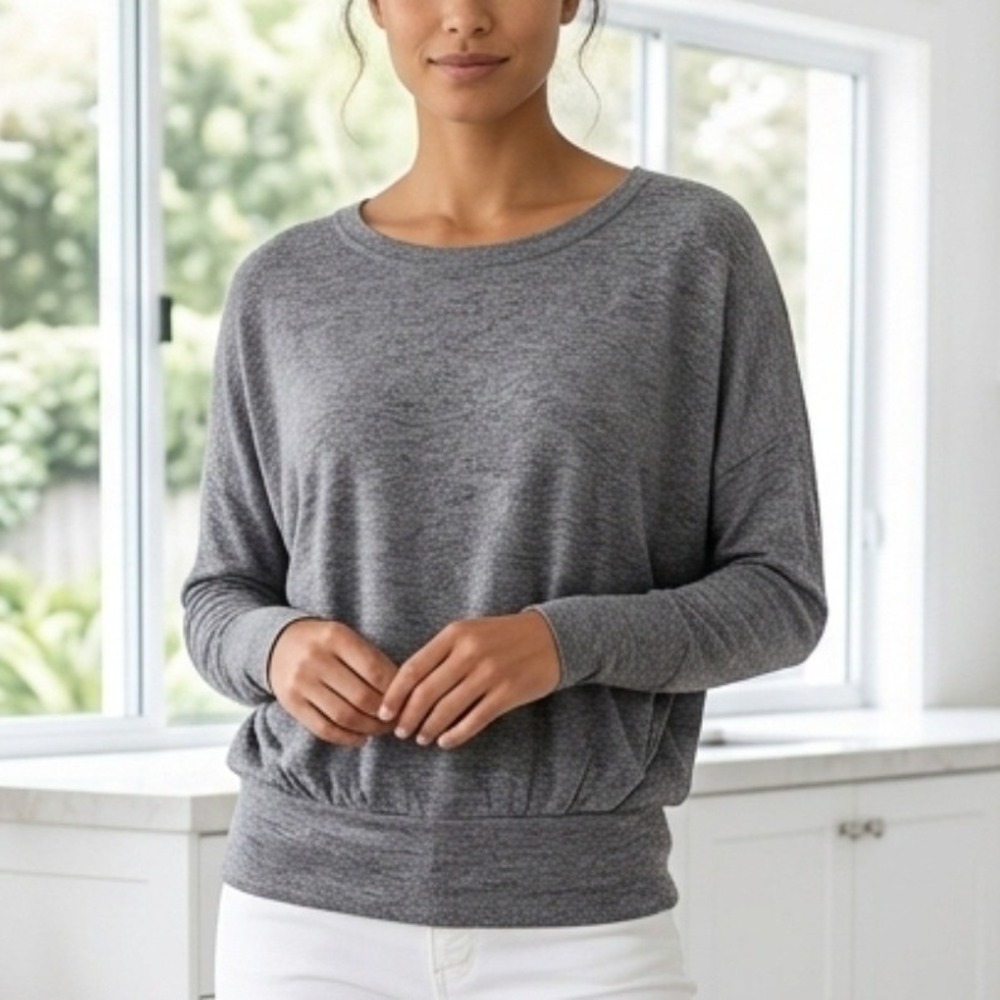 Bordeaux Sweater Womens S Charcoal Grey Dolman Sleeve Knit Draped‎ Casual Soft